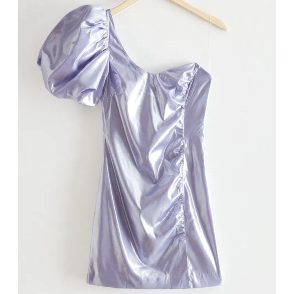 & Other Stories Metallic One Shoulder Mini Dress Women's 36